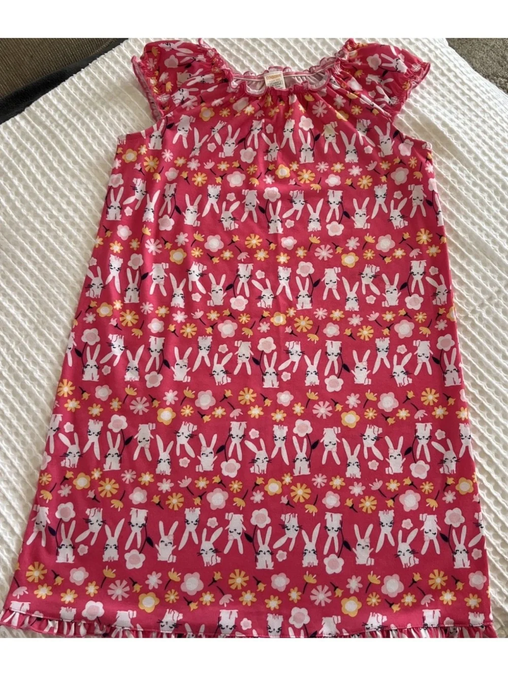 Gymboree pink Bunny & Floral Ruffle Neck Nightdress L(10-12)